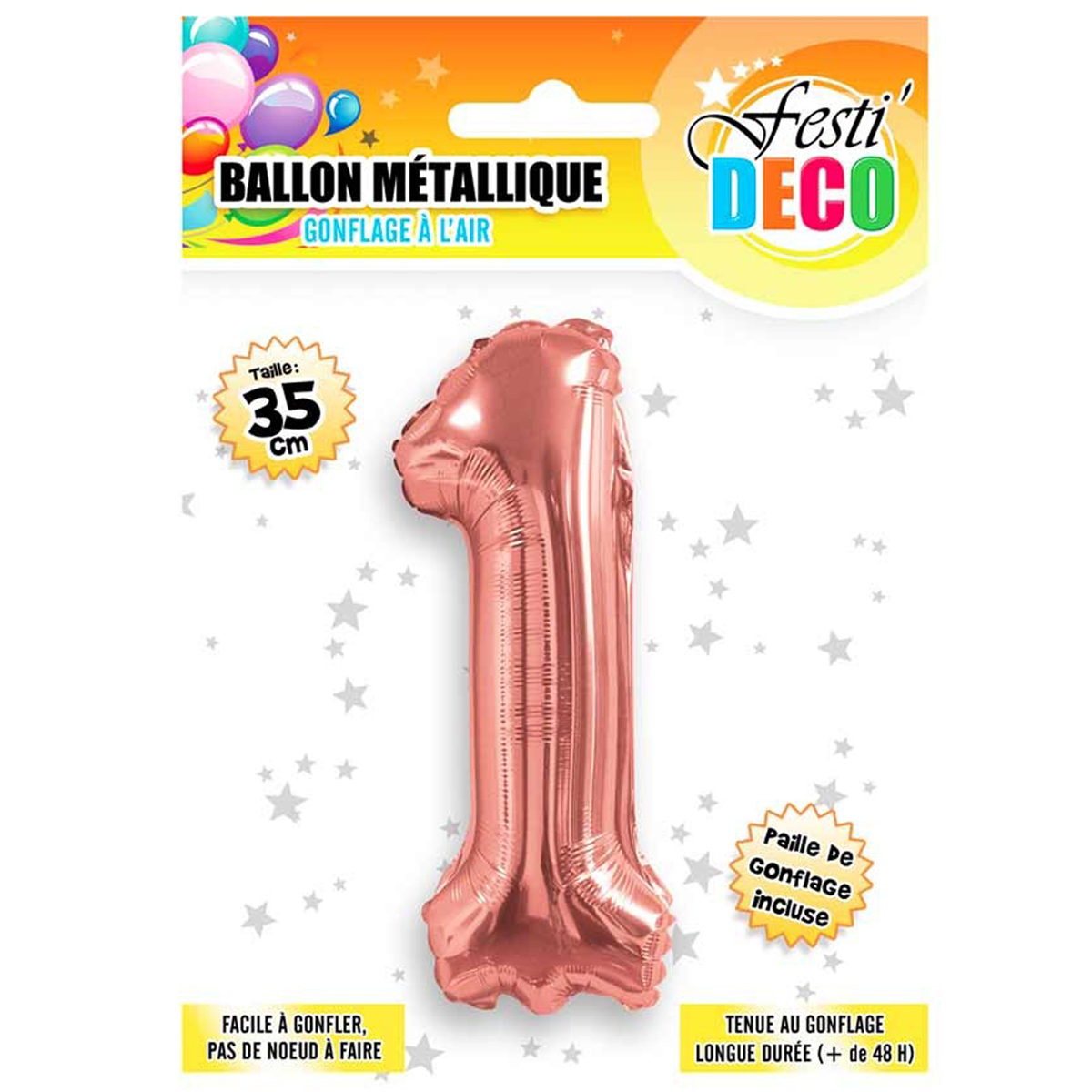 Ballon métallique \'Chiffre 1\' doré rosé - 35 cm - [Q5457]