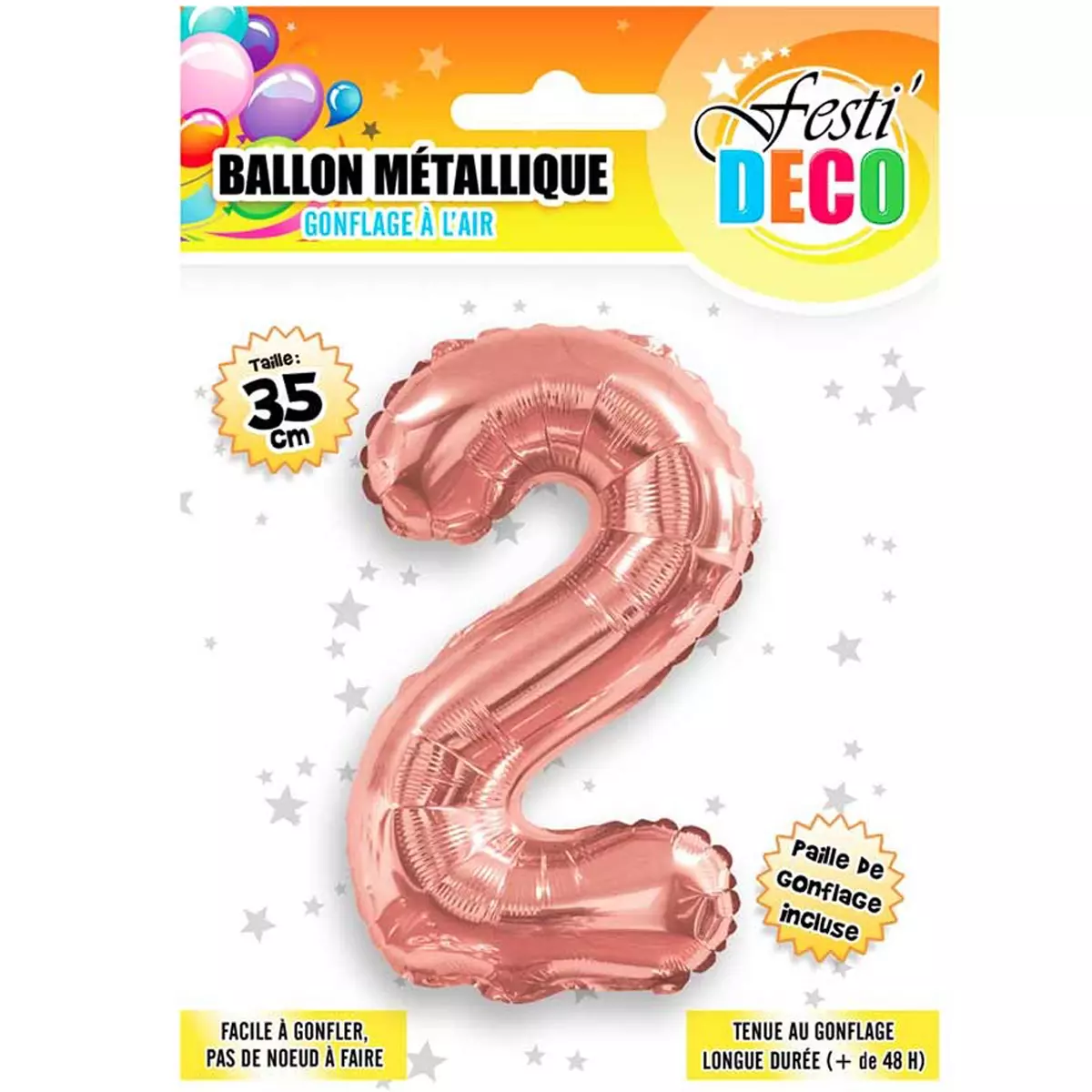 les trésors de lily Ballon métallique 'Chiffre 2' doré rosé 35 cm [Q5458]