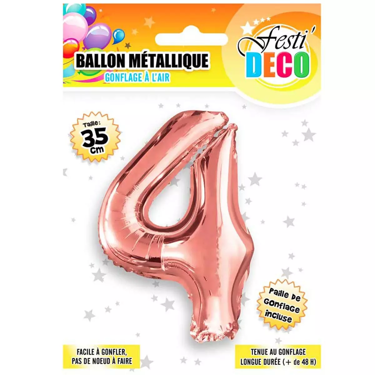 les trésors de lily Ballon métallique 'Chiffre 4 ' doré rosé 35 cm [Q5460]