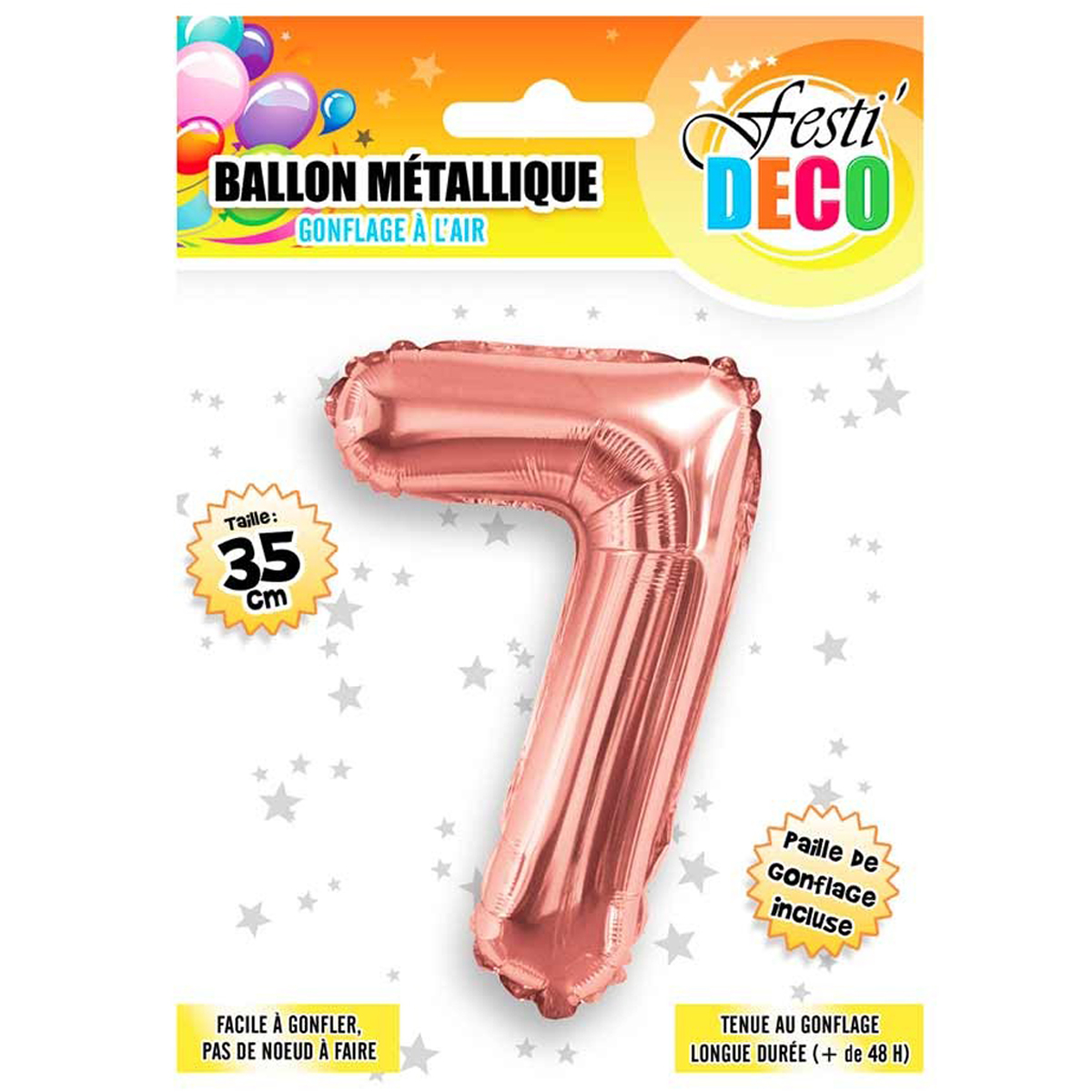 Ballon métallique \'Chiffre 7\' doré rosé - 35 cm - [Q5463]