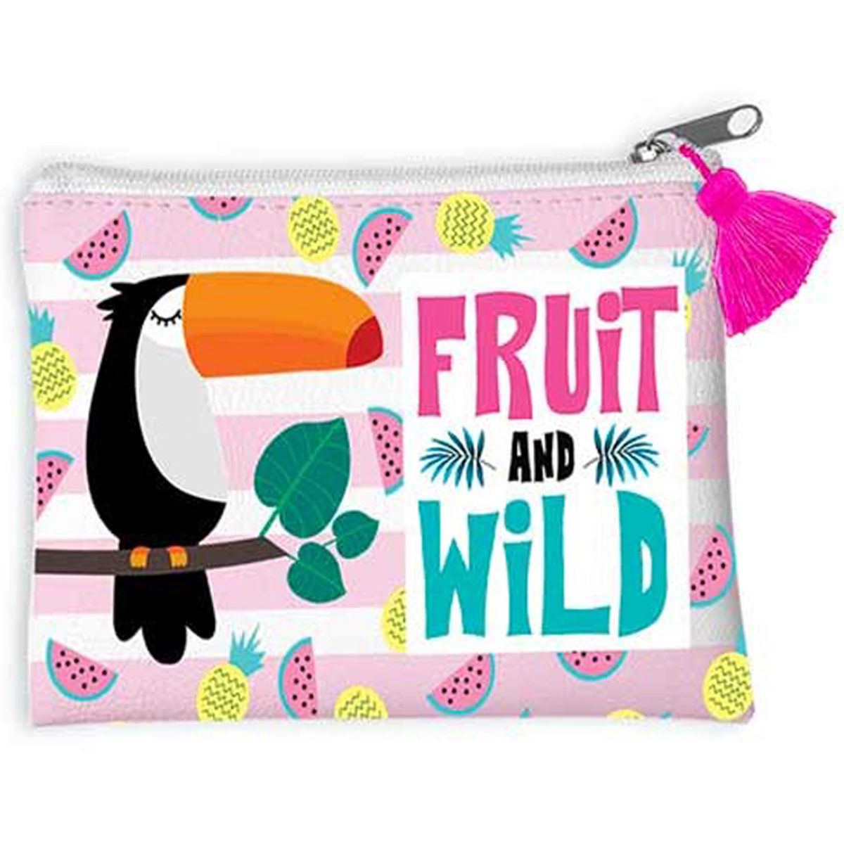 Porte-monnaie \'Toucans\' rose (Fruit and Wild) - 12x85 cm - [Q5493]