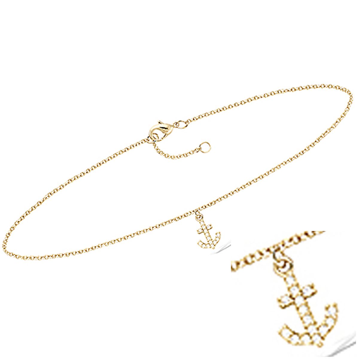 Chaîne Cheville plaqué or \'Ancre Marine\' blanc doré - 25 cm 8x6 mm - [Q8245]