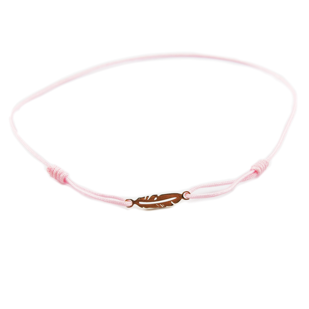 Bracelet acier \'Boho\' rose pâle doré (plume) - 10x5 mm - [R0173]