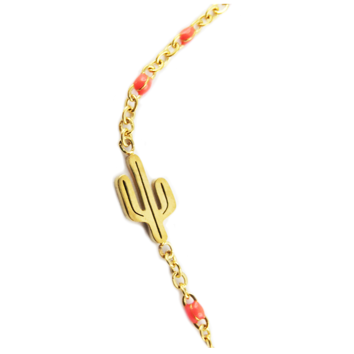 Bracelet créateur Acier \'Cactus\' rose doré - 10x5 mm - [R0248]