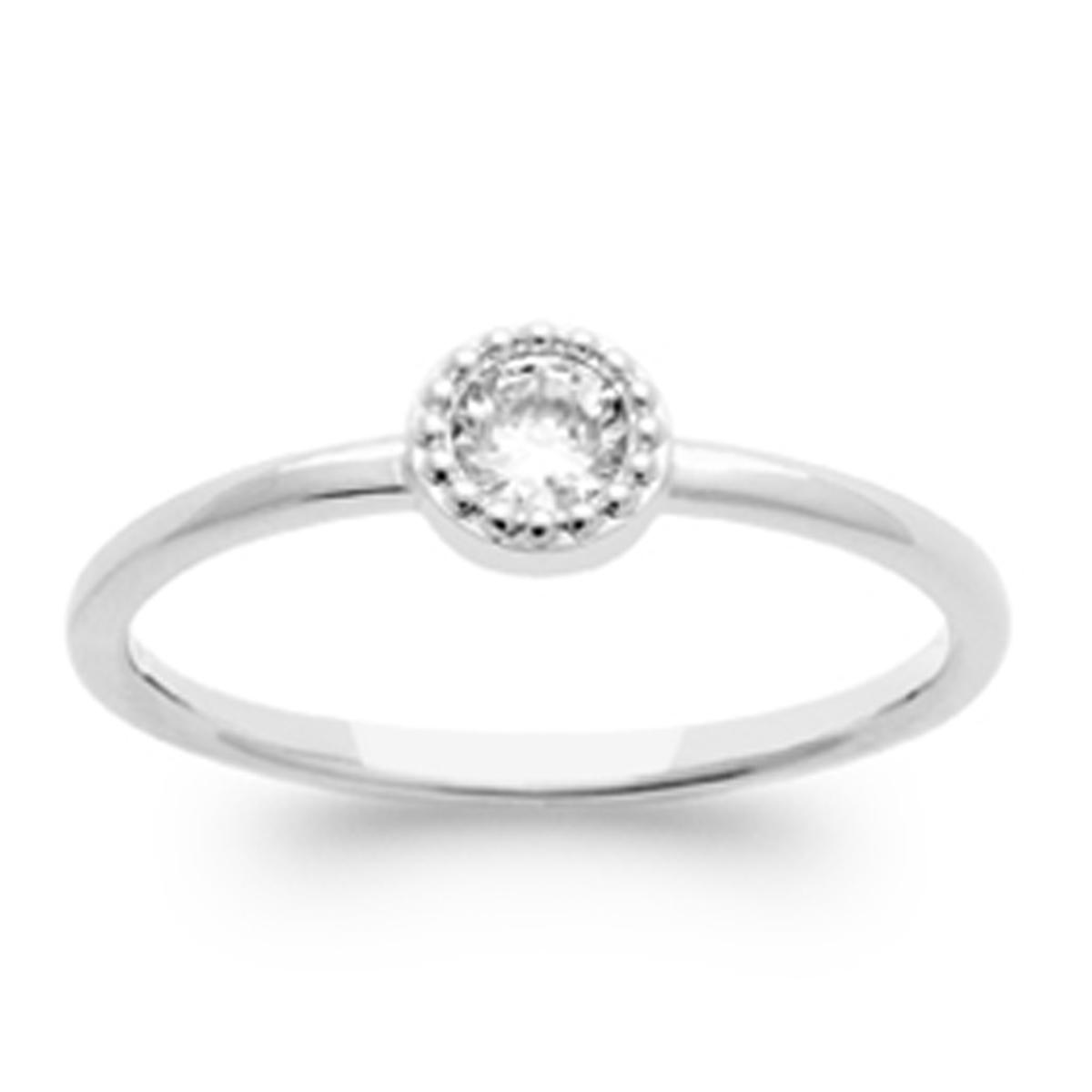 Solitaire Argent \'Unique\' blanc argenté (rhodié) - 5 mm - [R0324]