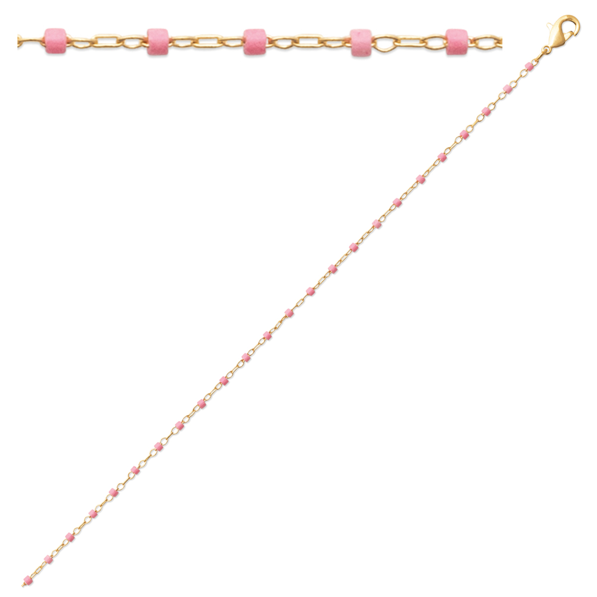 Bracelet Plaqué Or \'Boho\' rose doré  - 18 cm, 1 mm - [R1098]