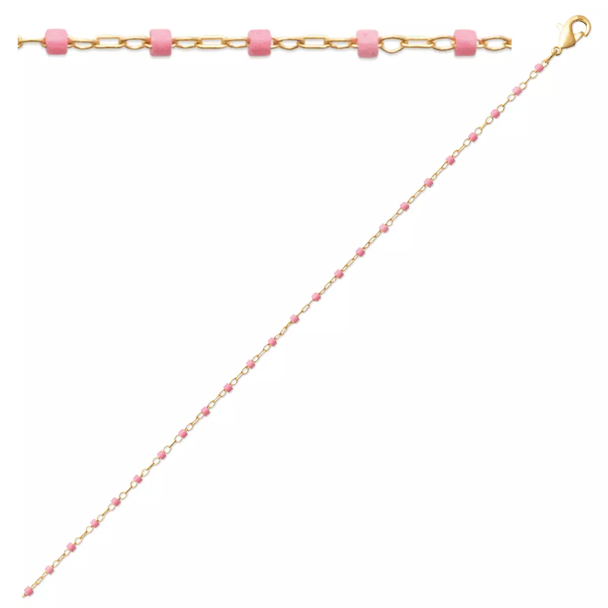 les trésors de lily Bracelet Plaqué Or 'Boho' rose doré 18 cm 1 mm [R1098]