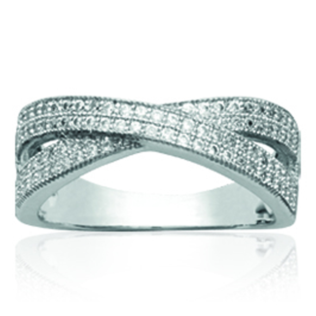 Bague Argent \'Sissi\' blanc argenté (rhodié) - 7 mm - [R1137]