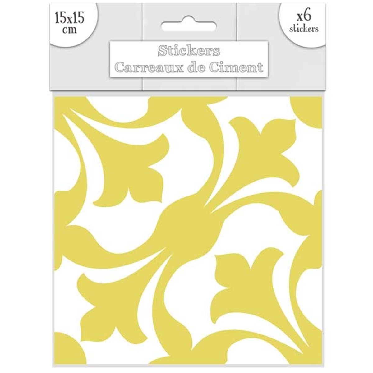 Set de 6 stickers \'Carreaux de Ciment\' jaune - 15x15 cm - [R2197]