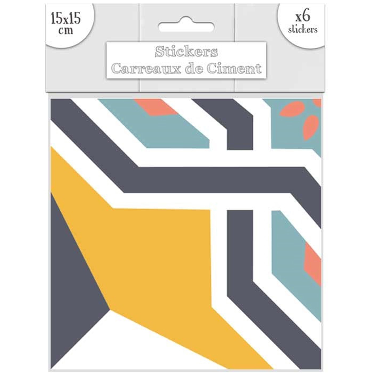 Set de 6 stickers \'Carreaux de Ciment\' multicolore - 15x15 cm - [R2200]