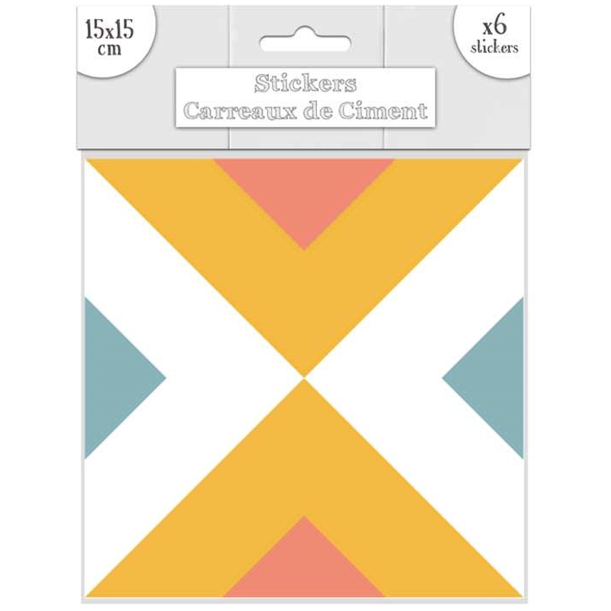 Set de 6 stickers \'Carreaux de Ciment\' bleu orange - 15x15 cm - [R2203]