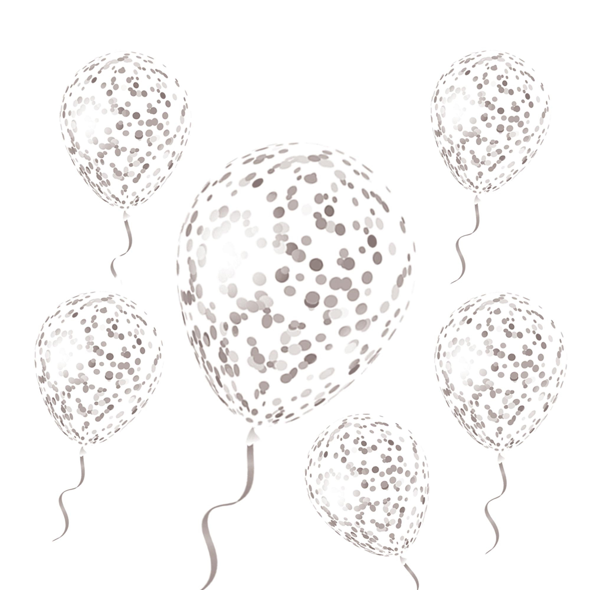 6 ballons latex \'Confettis\' argenté - 30 cm - [R2284]