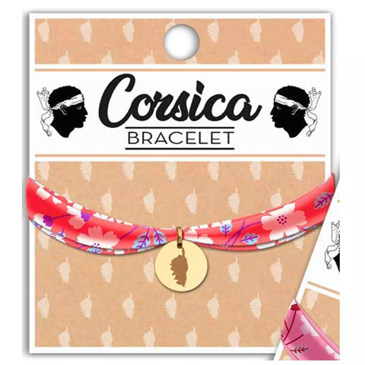 les trésors de lily Bracelet 'Corsica' orange liberty doré (carte corse) 16 mm [R2312]