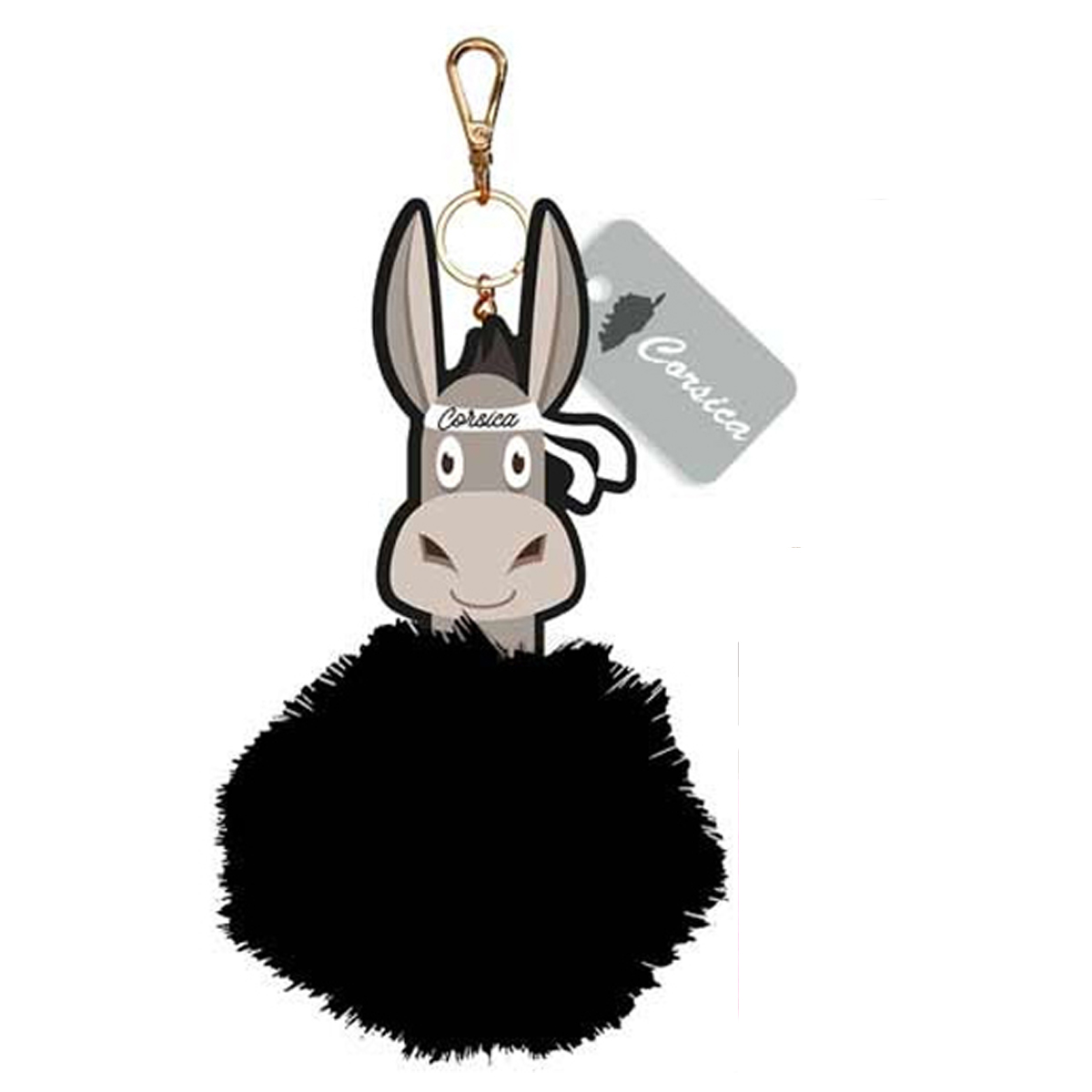 Porte-Clés pompon \'Corsica\' noir (Âne) - 155 cm - [R2328]