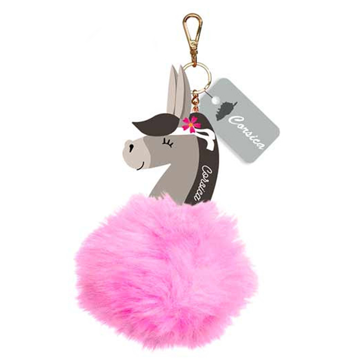Porte-Clés pompon \'Corsica\' rose (Âne) - 155 cm - [R2329]