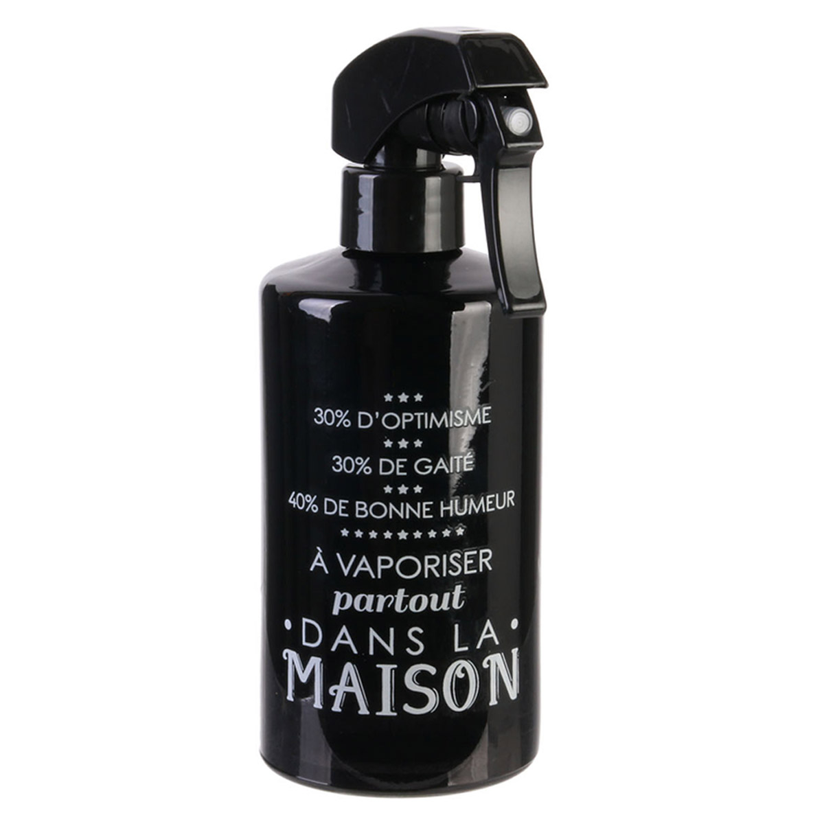 Vaporisateur verre \'Messages\' noir ( a vaporiser partout dans la Maison) - 20x75 cm (350 ml) - [R2468]