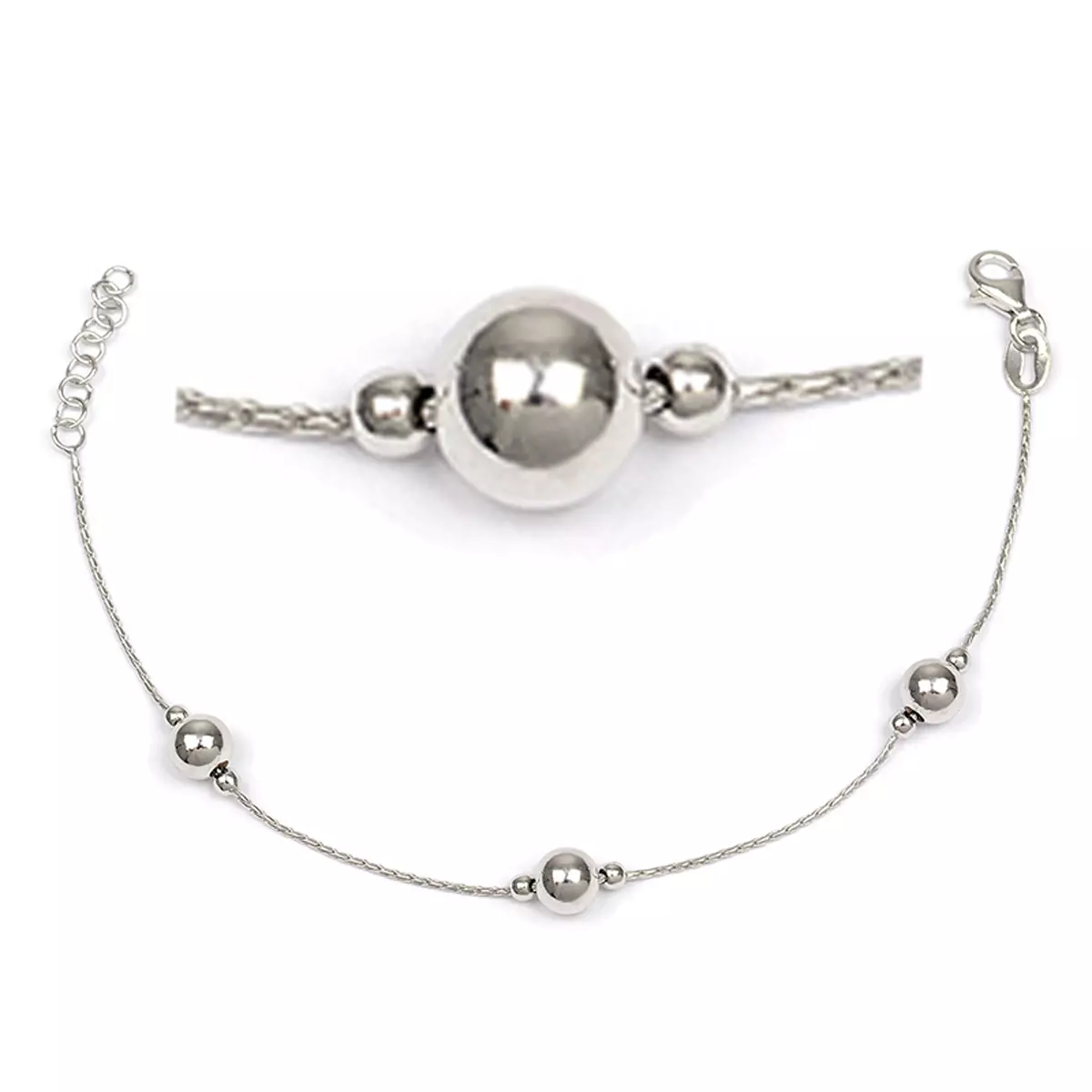 les trésors de lily Bracelet Argent 'Billes' argenté (rhodié) 6 mm [R3721]