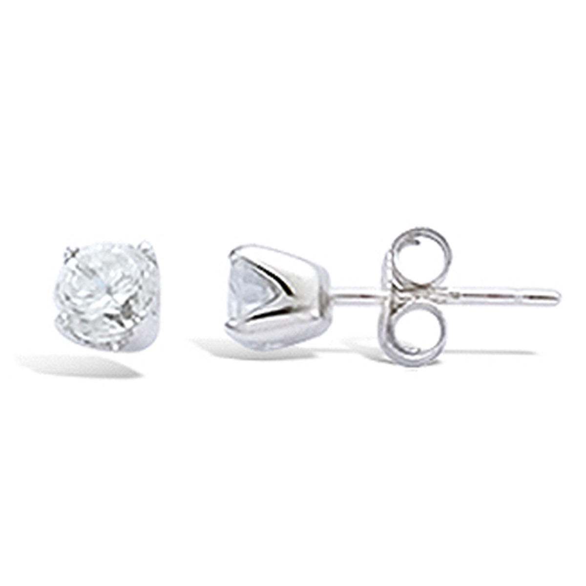 Boucles Argent \'Tulipe Essentiel\' Blanc argenté (rhodié) - 5 mm - [F6925]