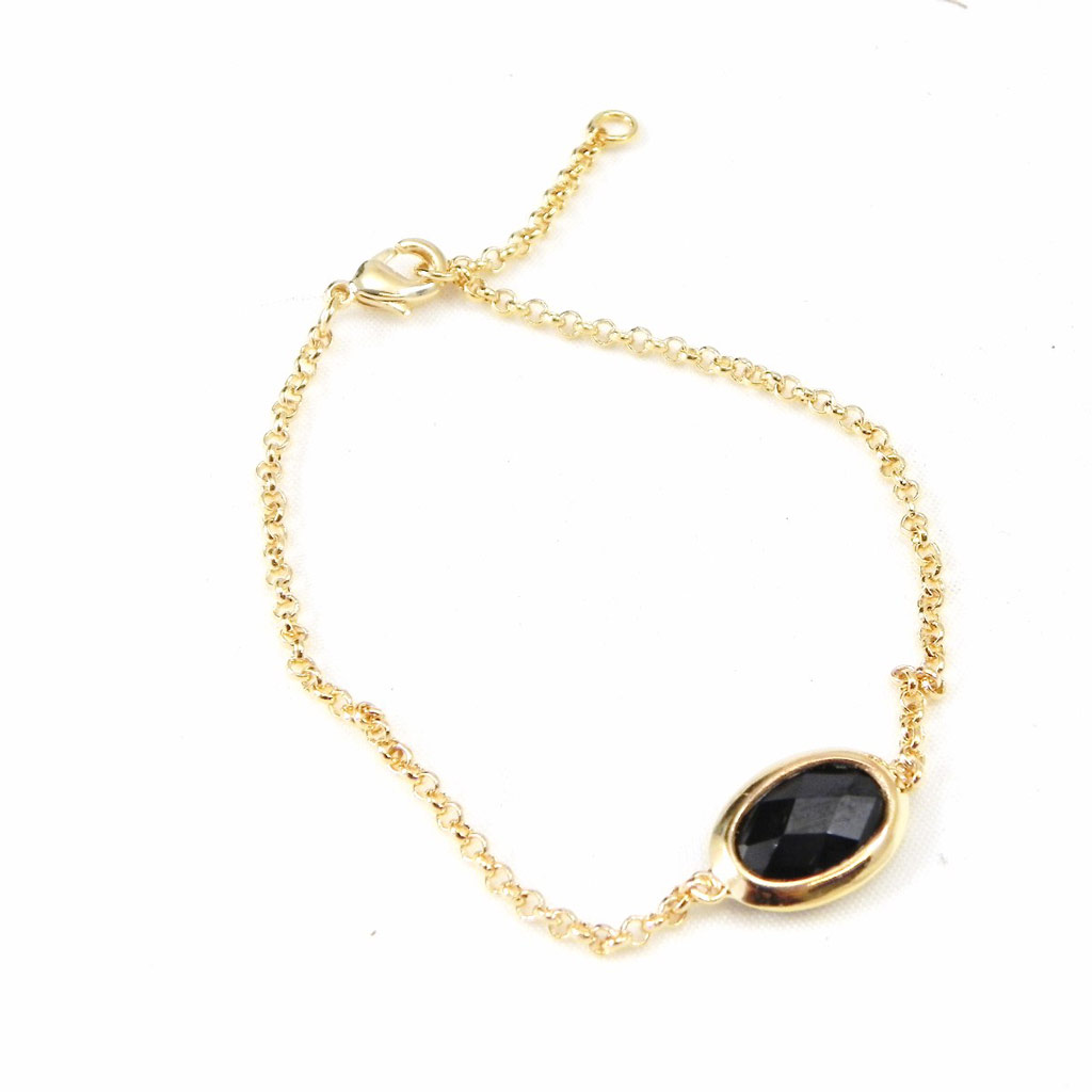 Bracelet Plaqué Or \'Linda\' noir - [G9342]