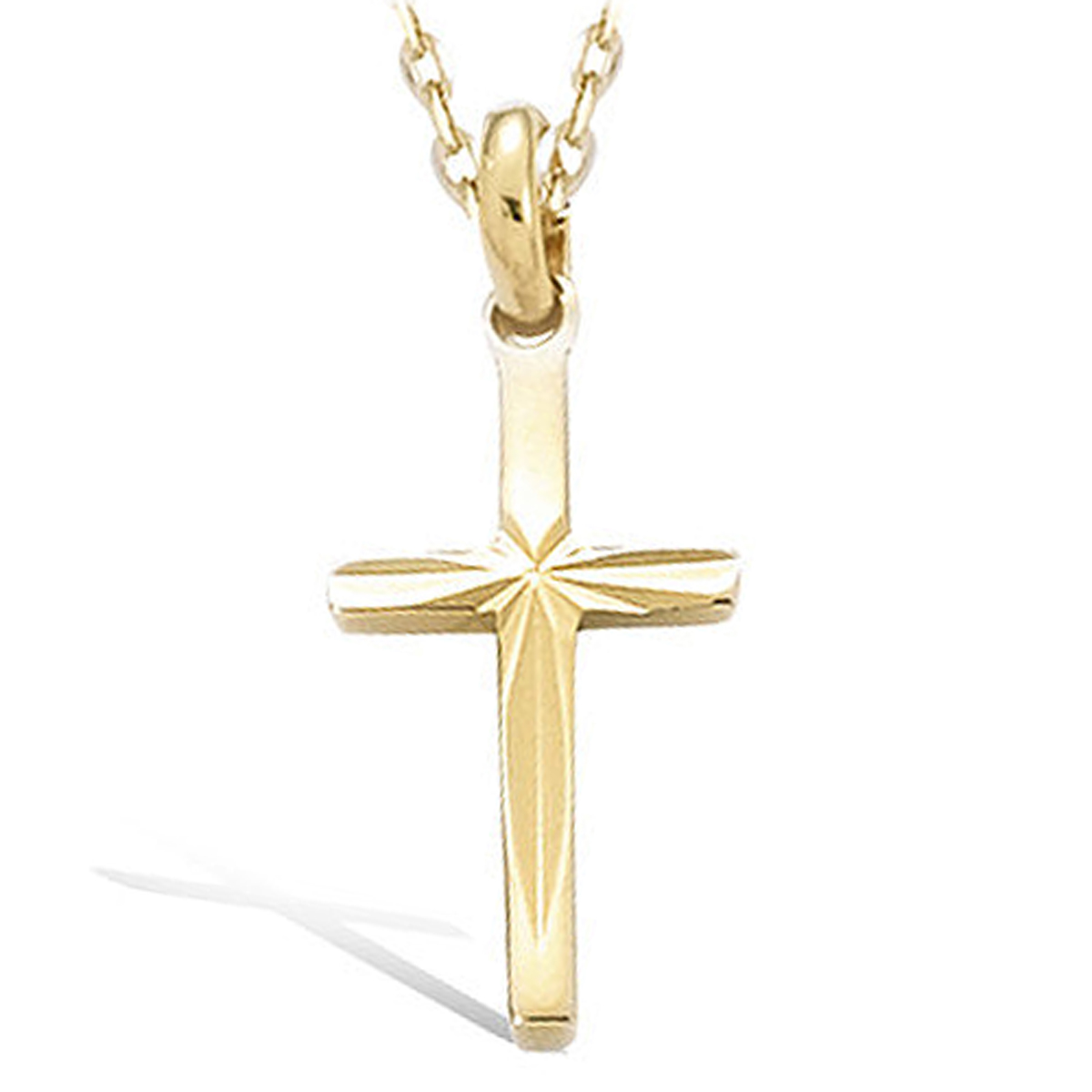 Pendentif Plaqué Or \'Croix \' doré - 18x10 mm - [J9530]