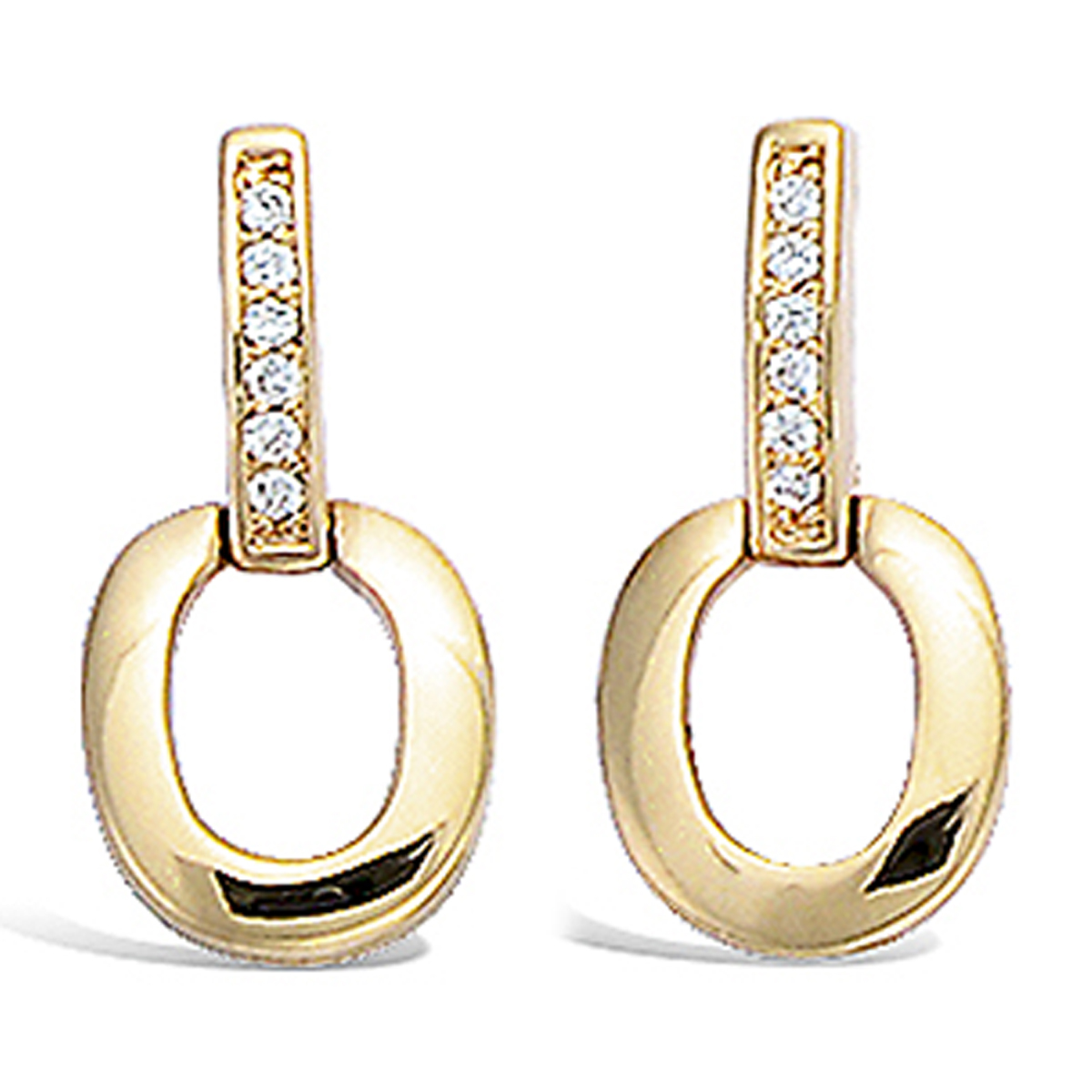 Boucles Plaqué Or \'Déesse\' blanc doré - 20x10 mm - [L1260]
