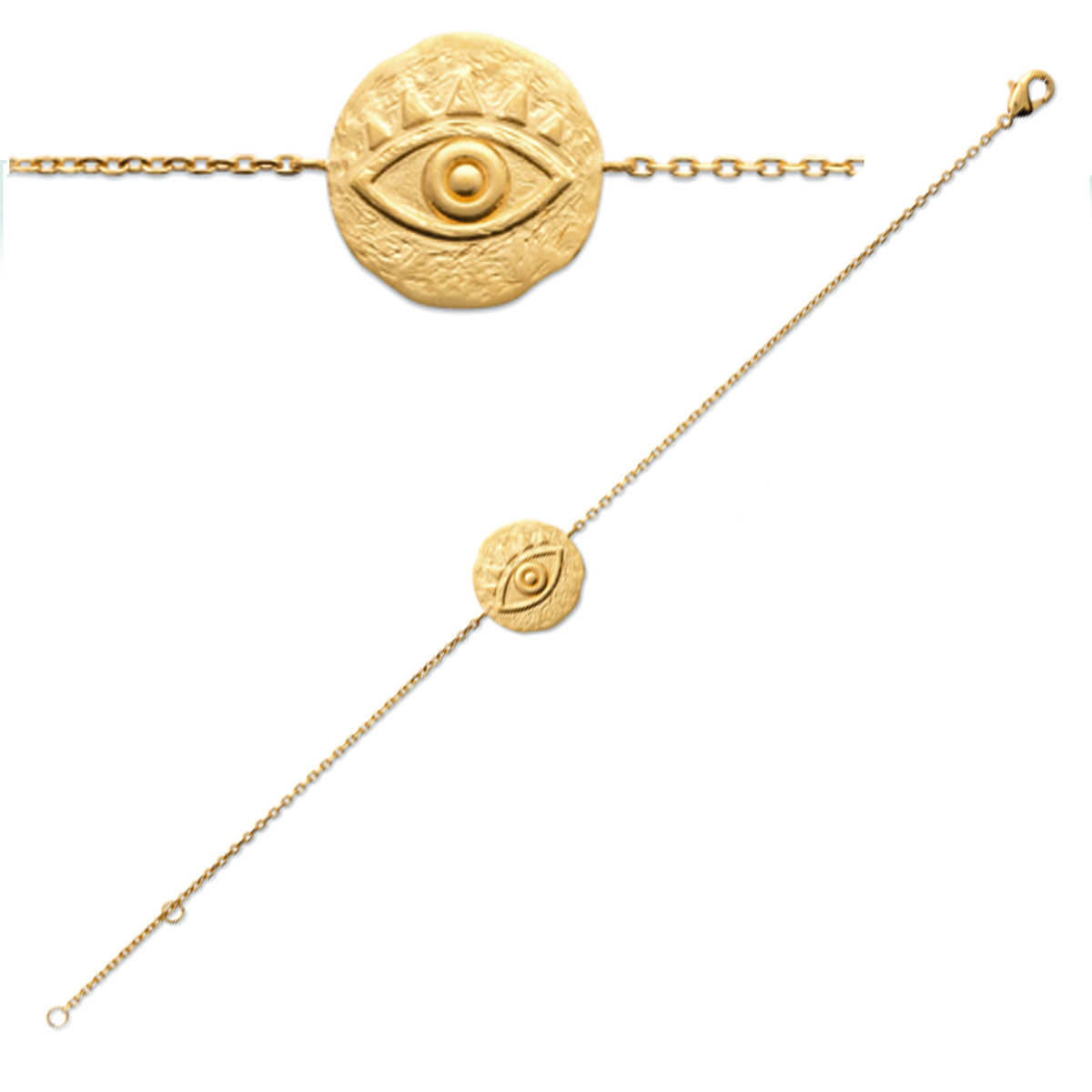 Bracelet Plaqué Or \'Cléopatra\' doré mat - 18 cm 15 mm (oeil) - [Q6298]