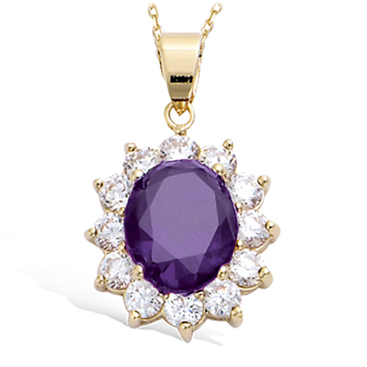 Pendentif Plaqué Or \'Victorina\' violet améthyste - 20x18 mm… - [R3761]