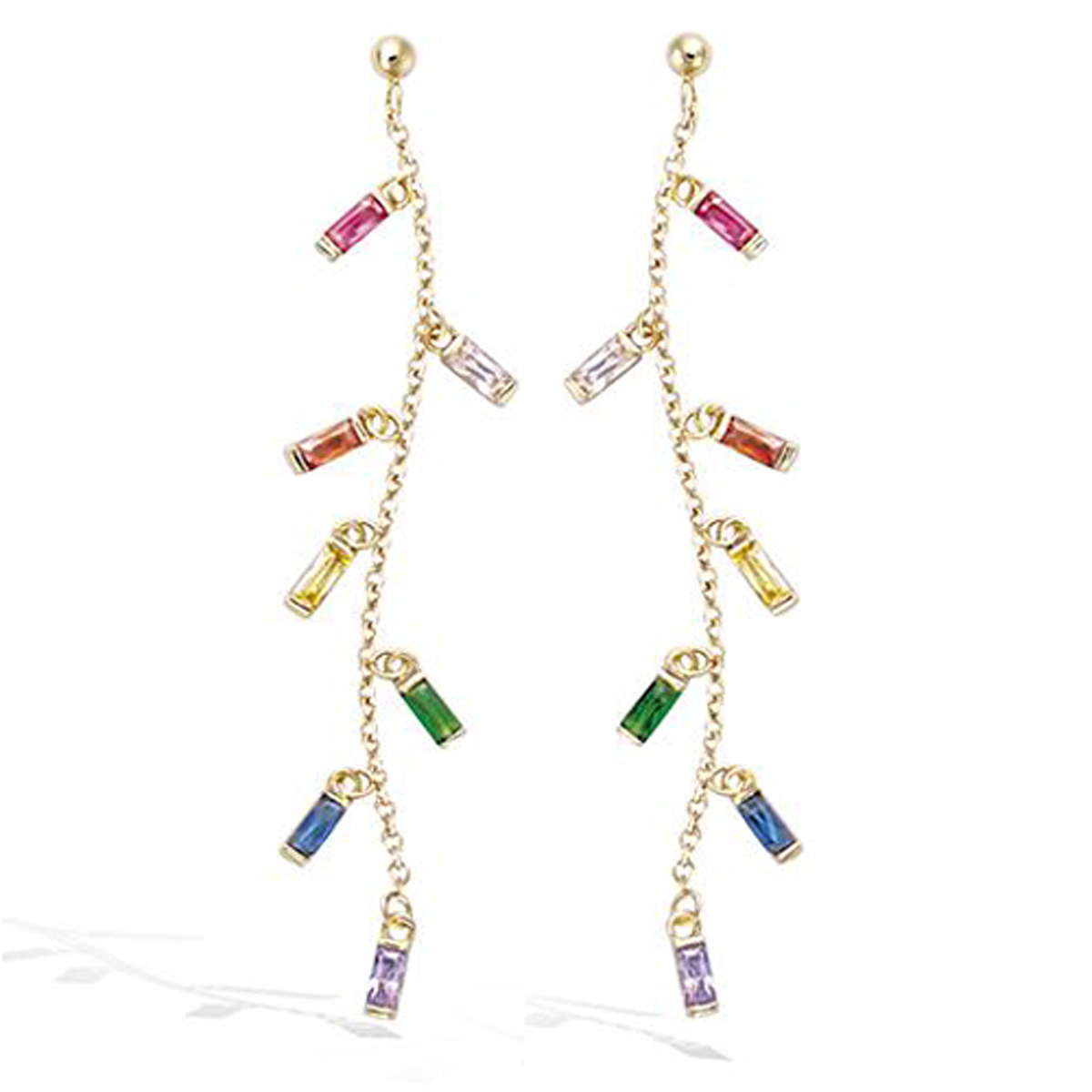 Boucles Plaqué Or \'Sissi\' multicolore doré - 6 cm 5x2 mm - [R3799]