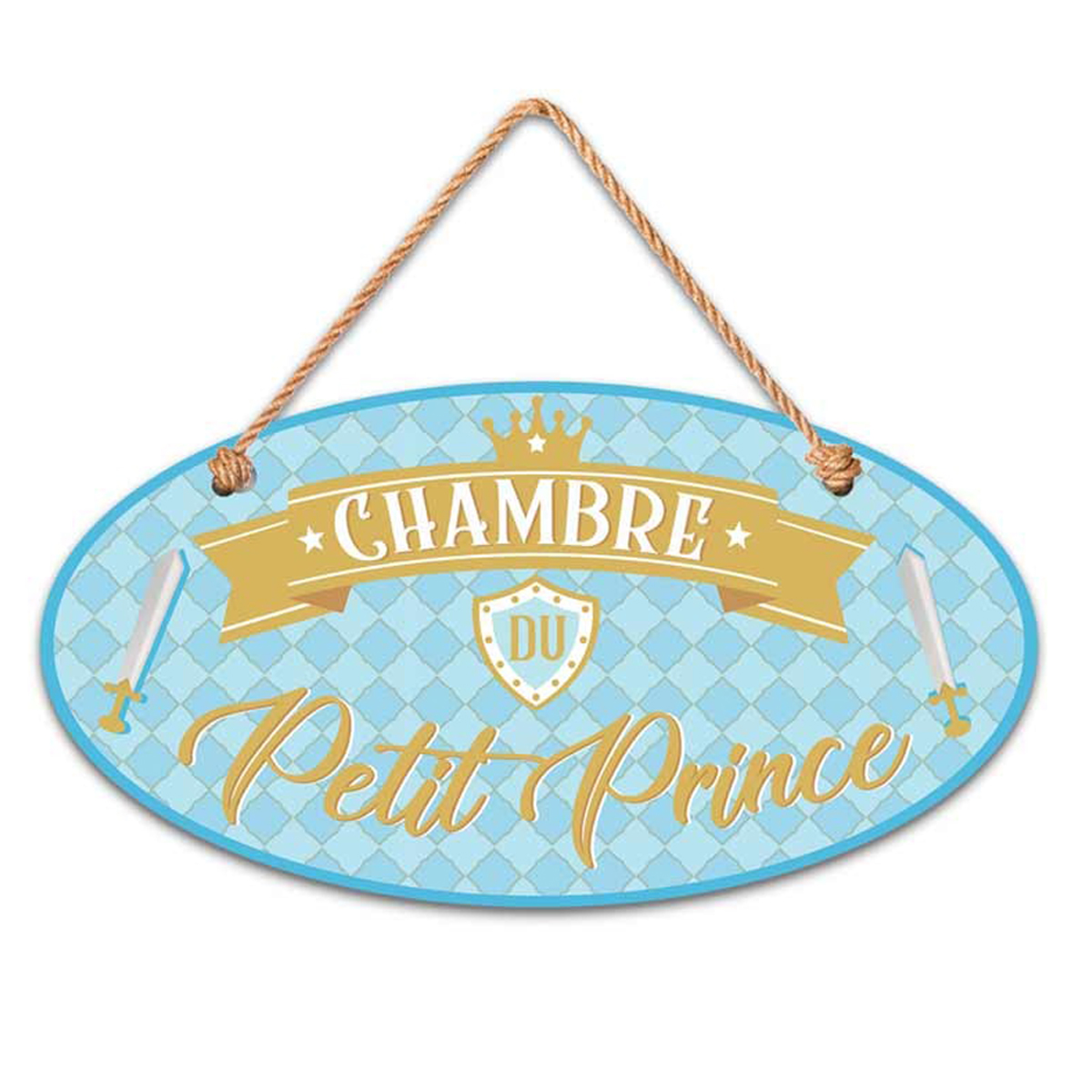 Plaque bois \'Messages\' bleu doré (Chambre du Petit Prince) - 195x105 cm - [Q5957]