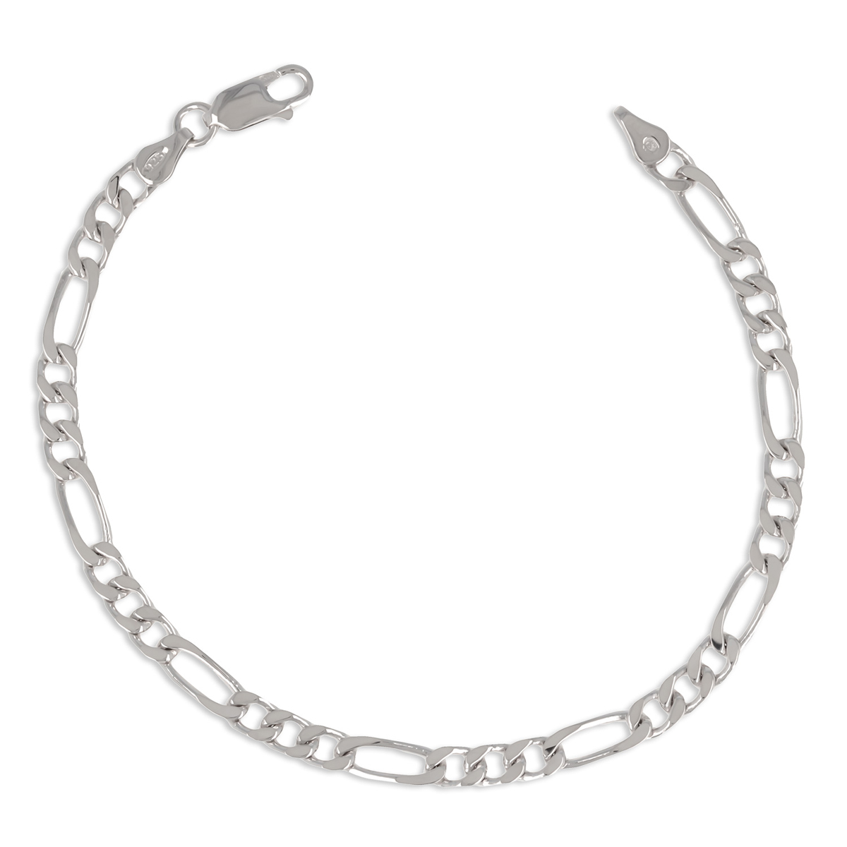 Bracelet Argent \'Figaro\' argenté (rhodié) - 19 cm 4 mm - [R1933]
