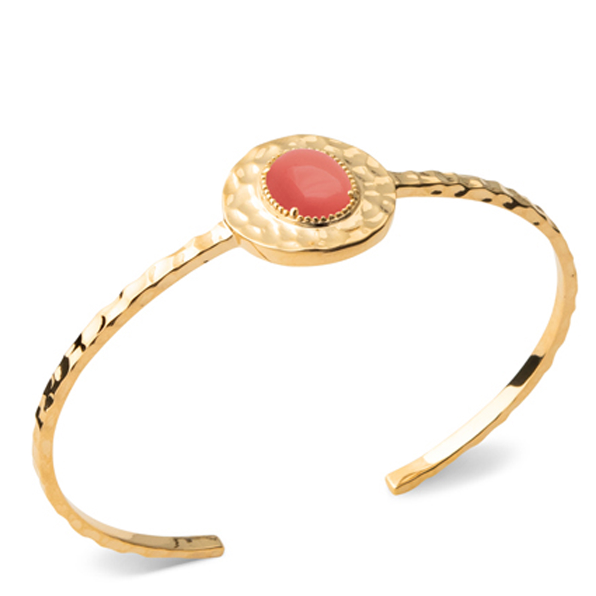 Bracelet Plaqué Or \'Cleopatra\' corail doré - 58 mm 18 mm - [Q8462]