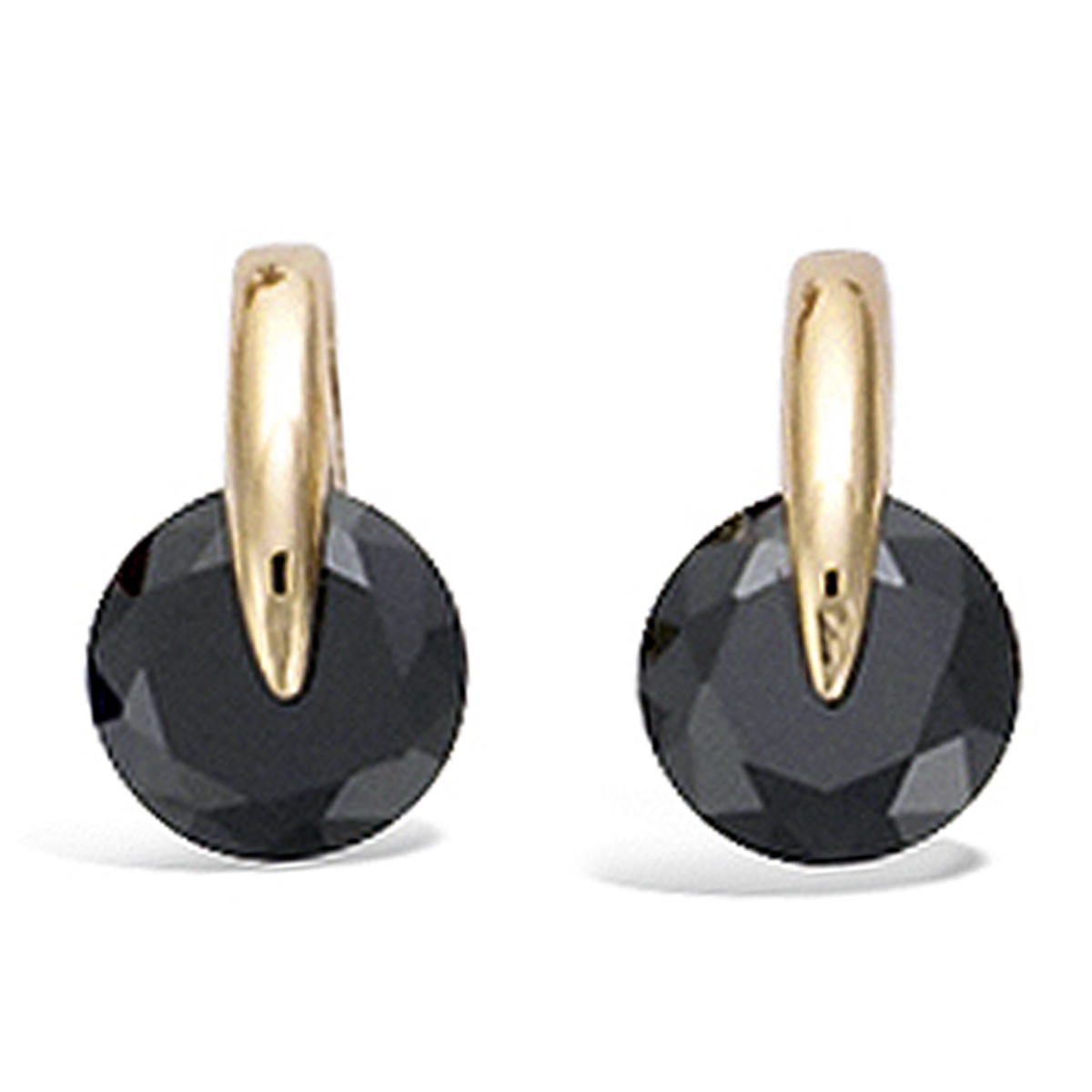 Boucles Plaqué Or \'Cristal\' noir doré  - 10x6 mm - [J9534]
