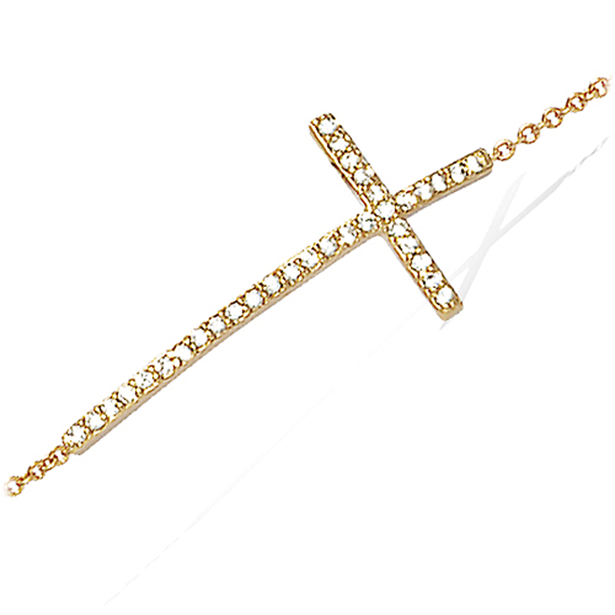 Bracelet Plaqué or \'Croix\' blanc doré - 35x15 mm - [K6691]