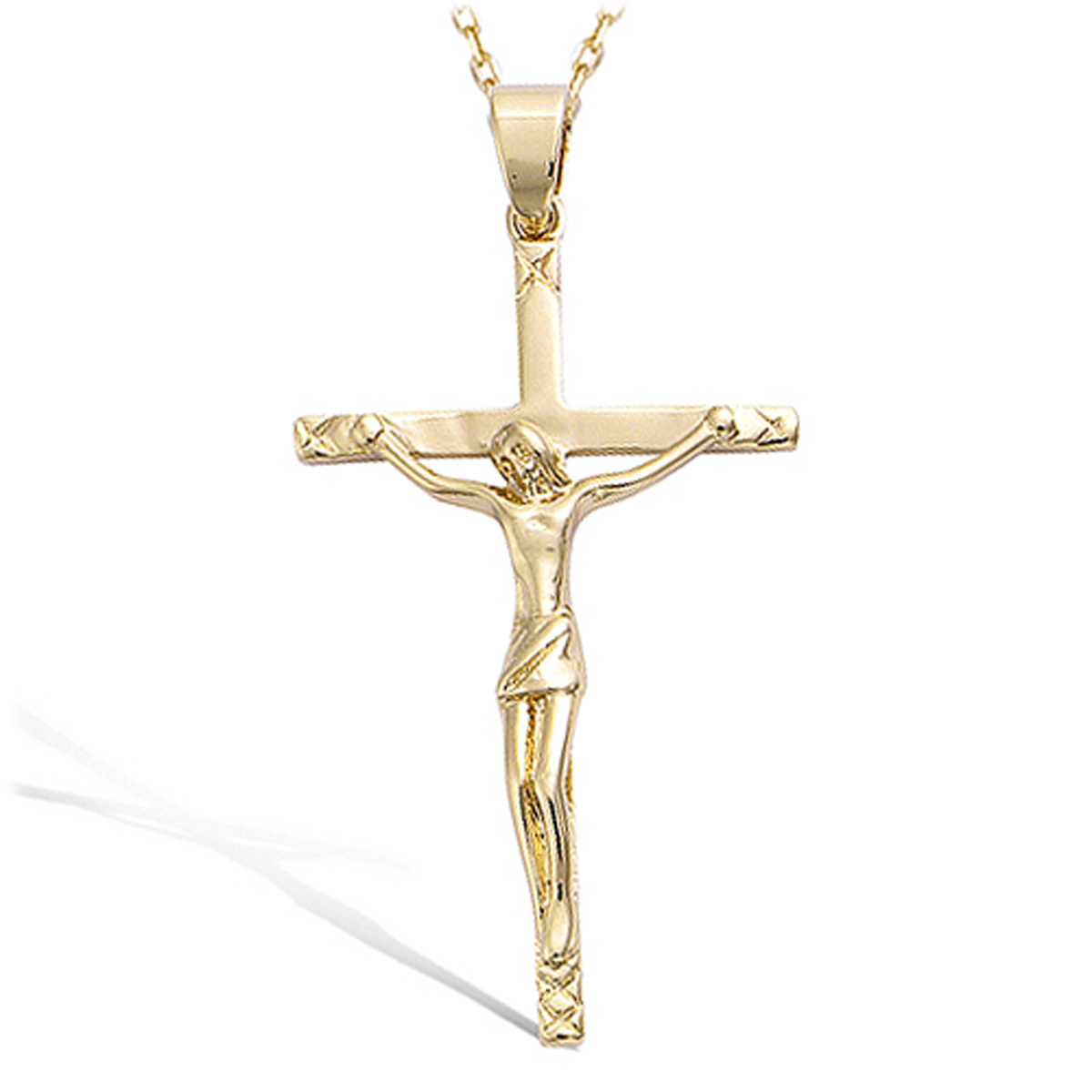 Pendentif Plaqué Or \'Crucifix\' doré - 48x25 mm - [K9525]