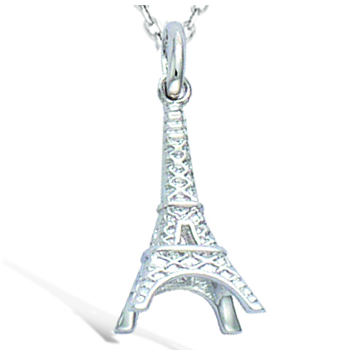 Pendentif argent \'Tour Eiffel\' argenté (rhodié) - 20x10 mm - [N6802]