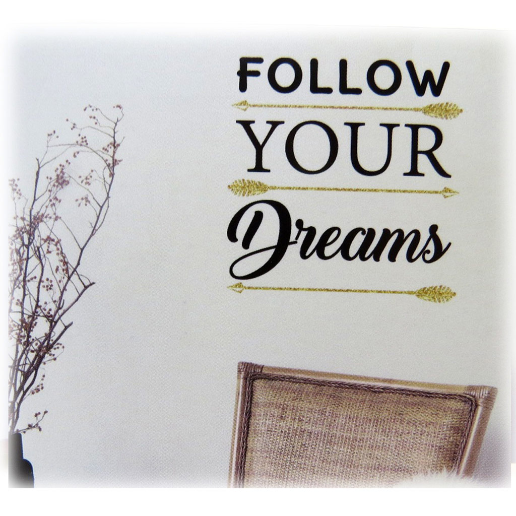 Planche de stickers paillettes \'Messages\' (\'Follow your Dreams\') - 60x32 cm - [P2729]