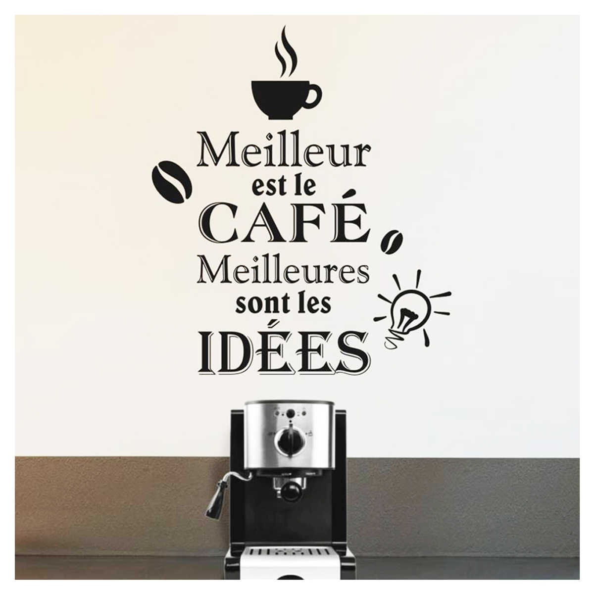 Planche de stickers \'Messages\' (Meilleur est le café meilleures sont les Idées) - 20x70 cm - [P9094]