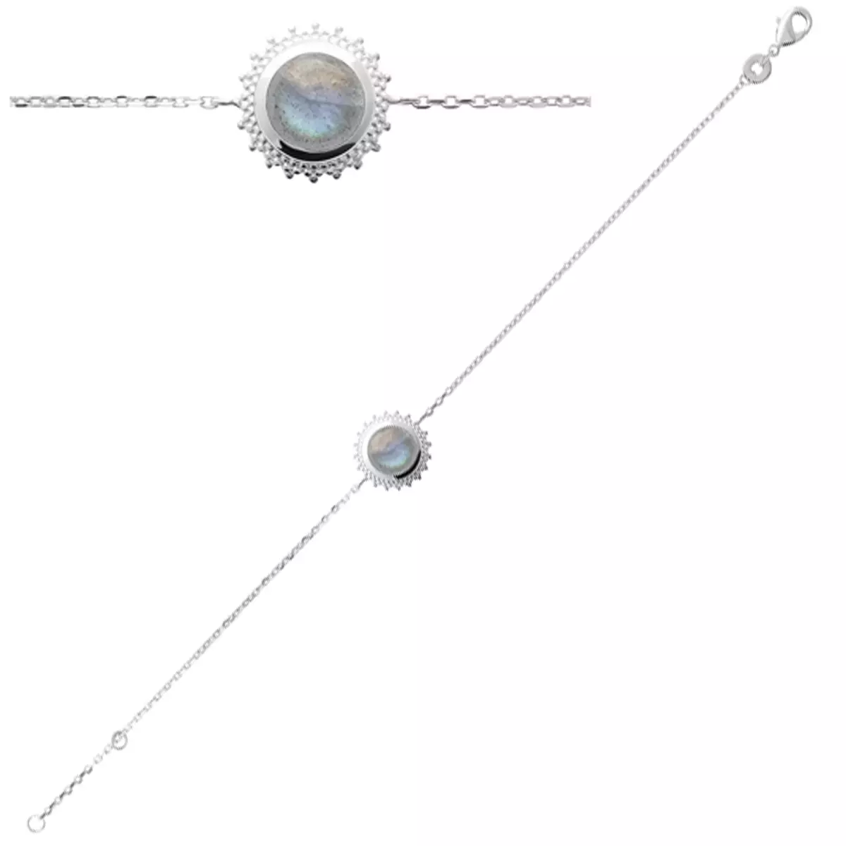 les trésors de lily Bracelet Argent 'Cléopatra' labradorite argenté (rhodié) 12 mm [Q4180]