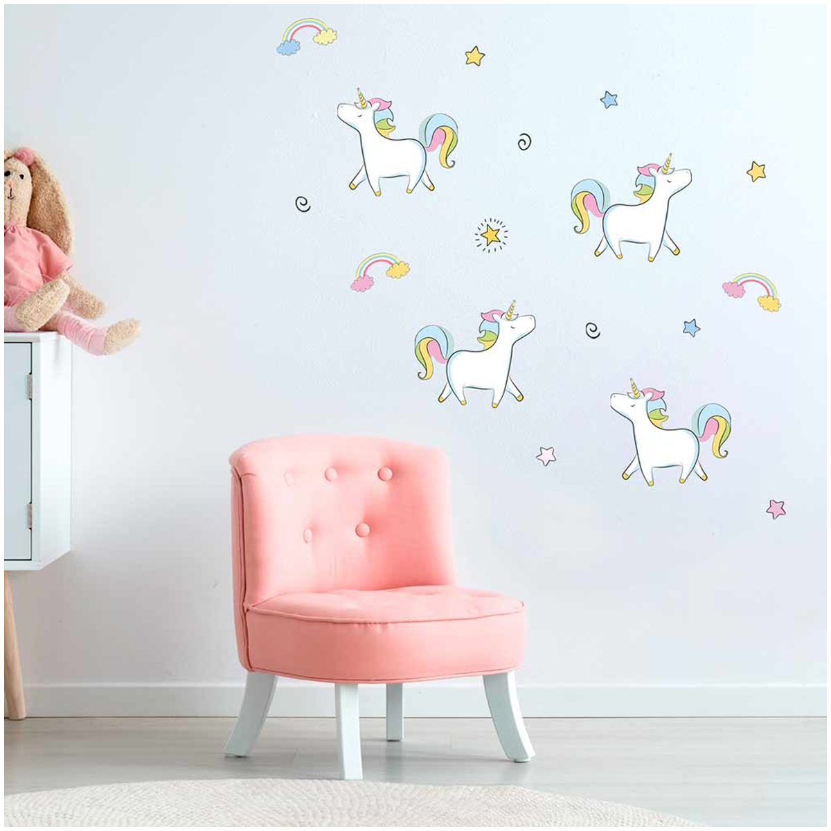 Planche de stickers \'Licorne My Unicorn\' multicolore - 20x70 cm - [Q6570]