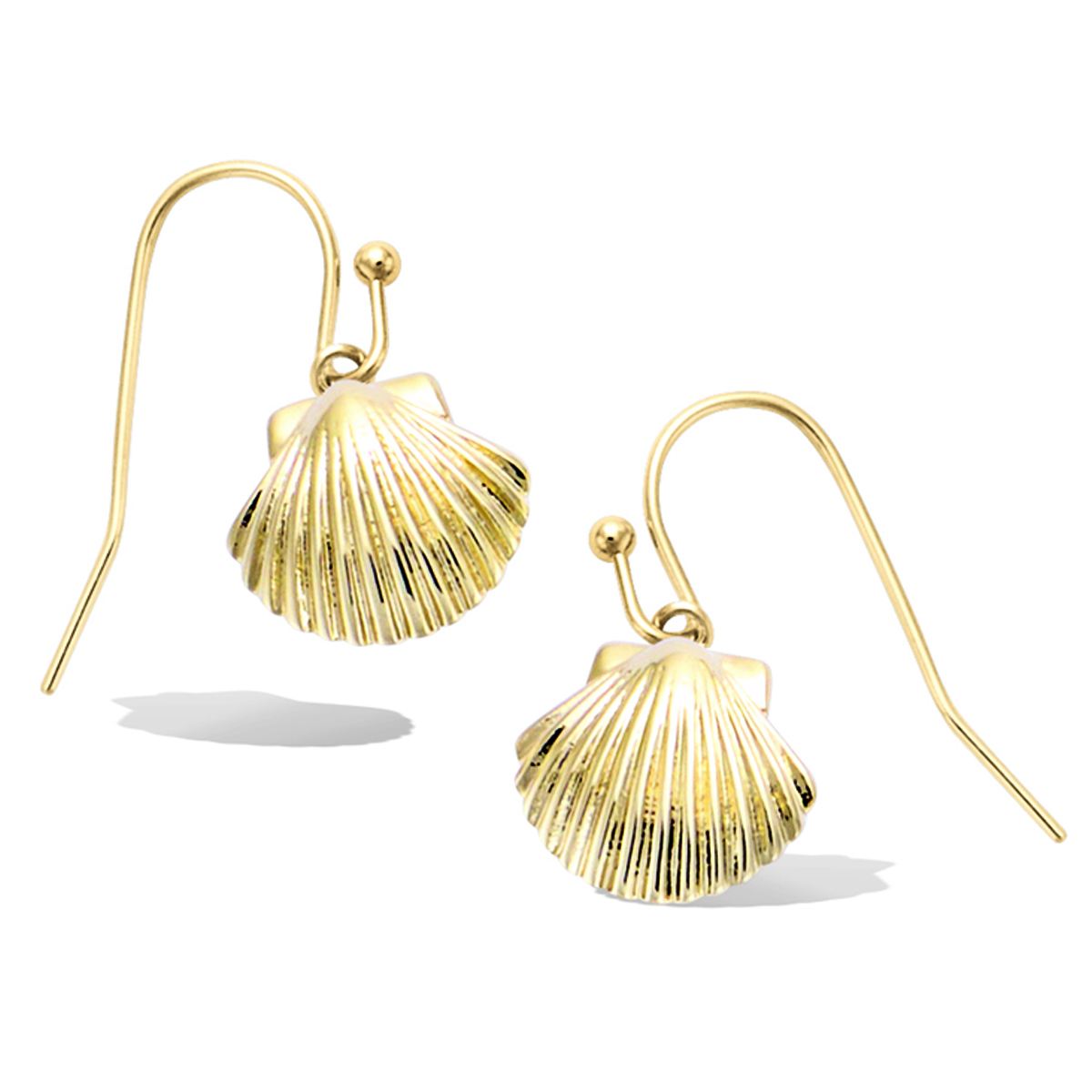 Boucles Plaqué Or \'Coquillage Saint Jacques\' doré - 12x10 mm - [Q6831]