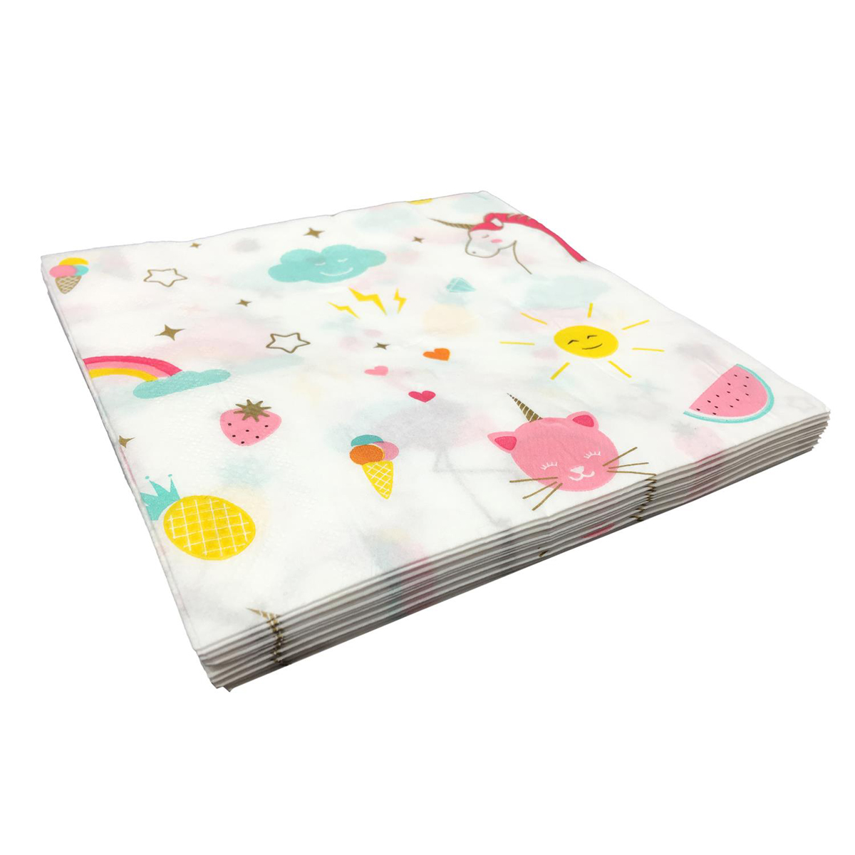 Pack de 20 serviettes en papier \'Licorne My Unicorn\' blanc multicolore - 165x165 cm - [Q7713]
