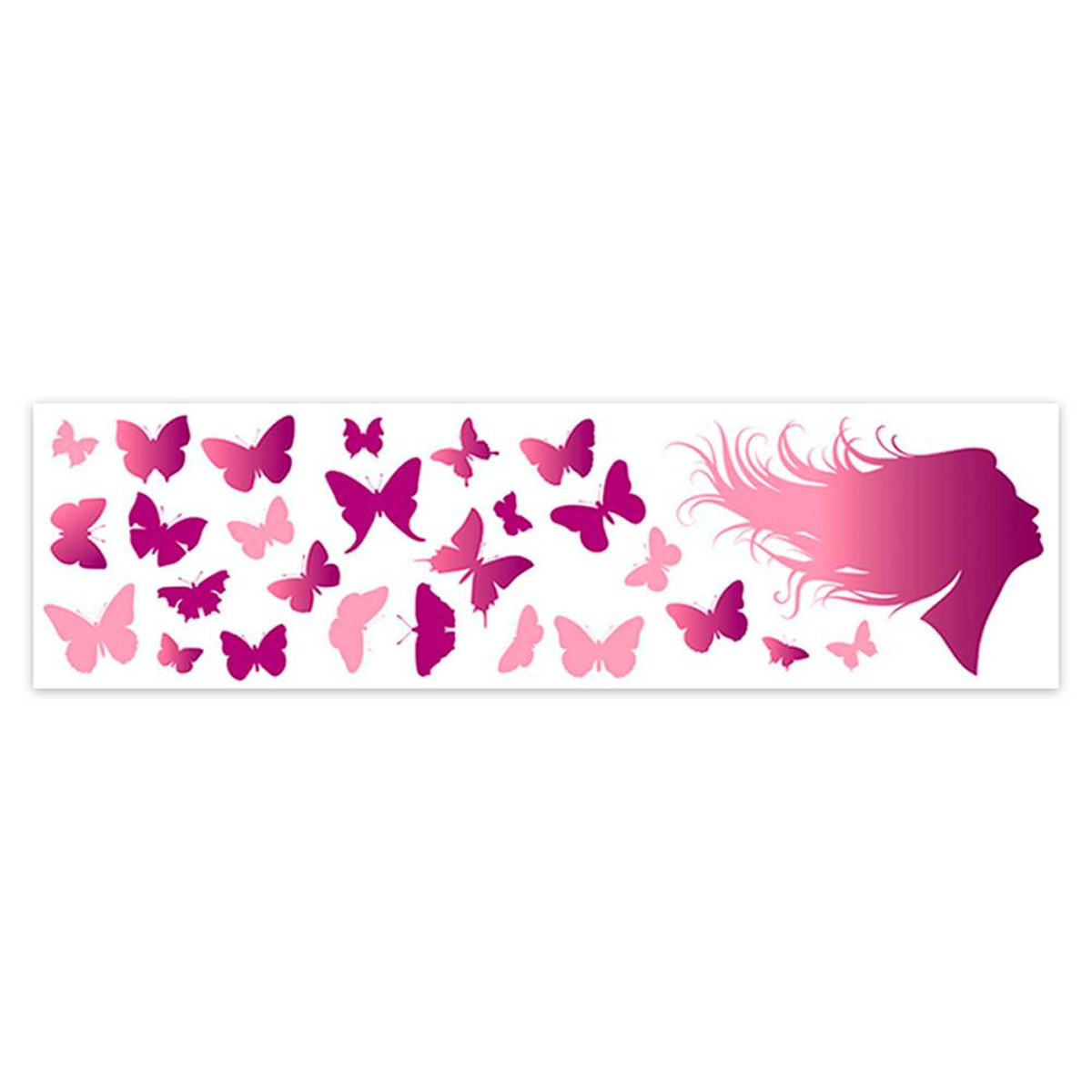 Planche de stickers \'Papillons\' violet rose - 20x70 cm - [Q8281]