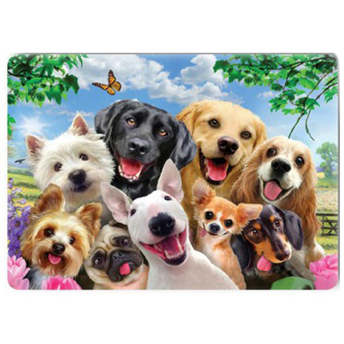 Magnet métal \'Chiens\' multicolore (selfie) - 9x65 cm - [Q9200]