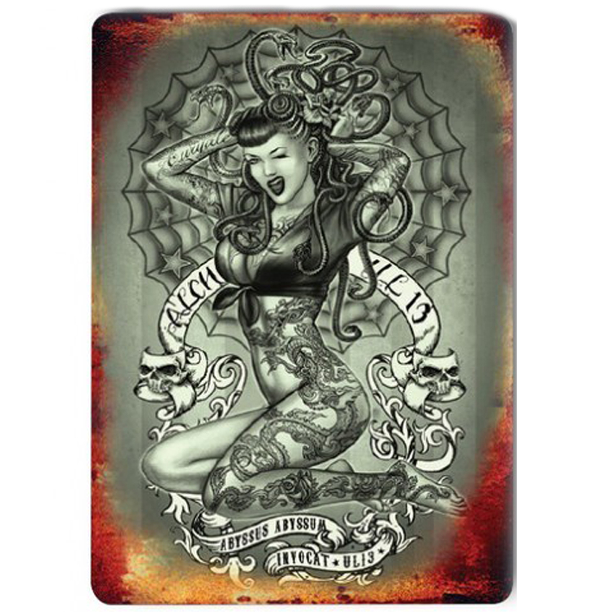 Magnet métal rétro \'If looks could kill\' tatouage gothique - 9x65 cm - [Q9209]