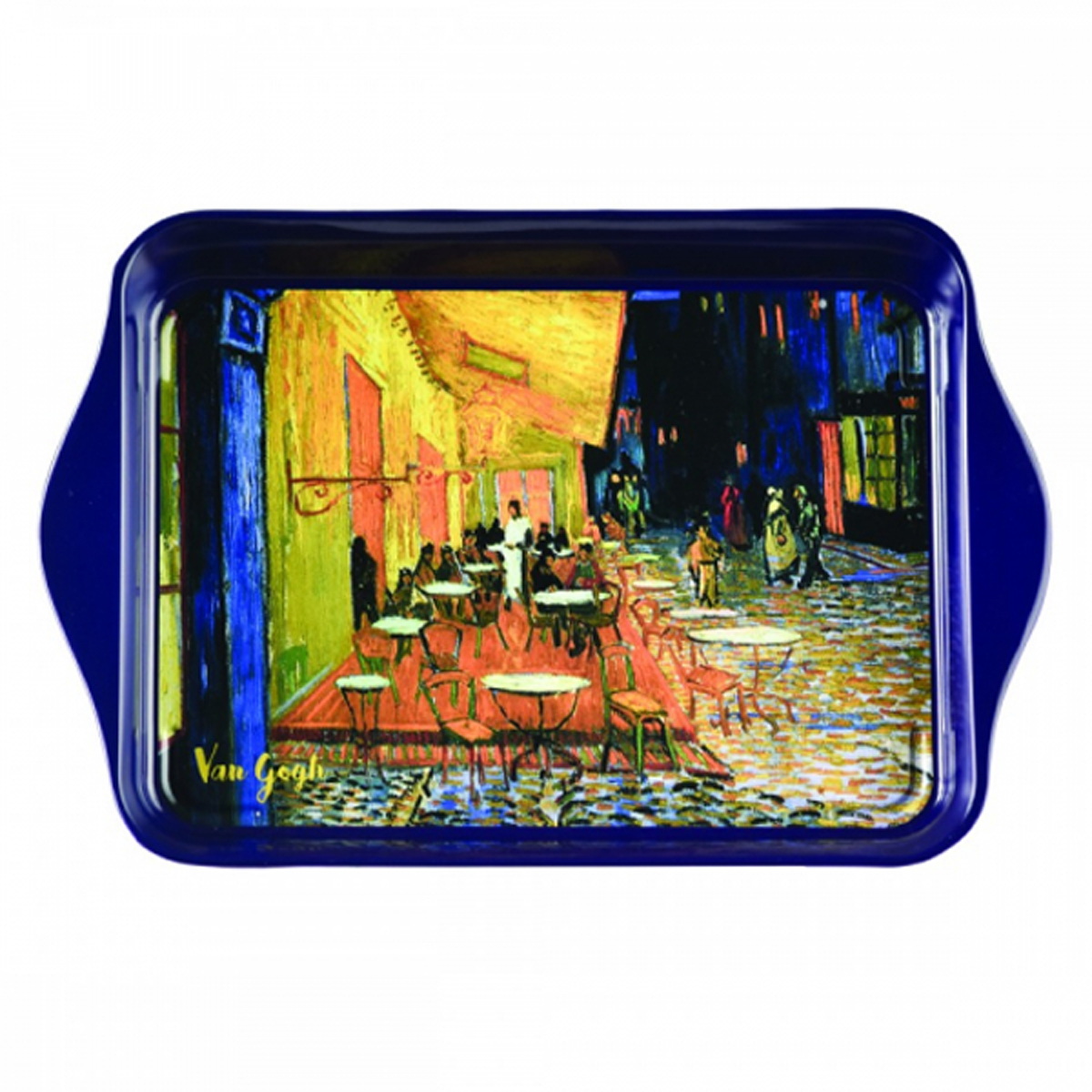 Petit plateau métal \'Vincent Van Gogh\' (terrasse de café le soir) - 21x14 cm - [R2972]