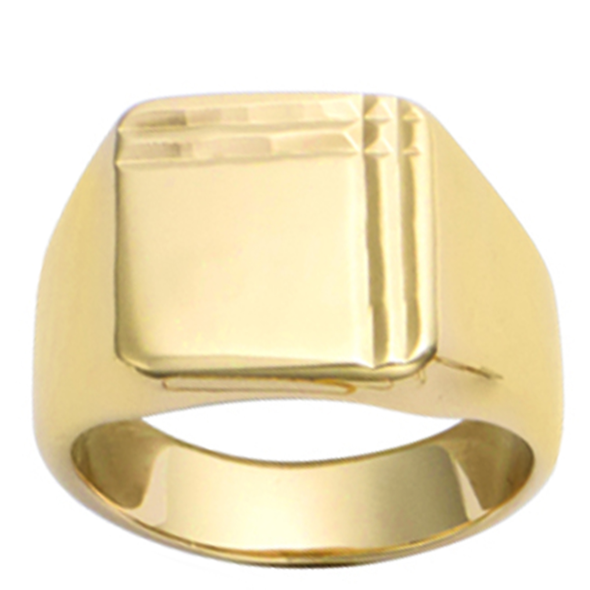 Chevalière Plaqué Or \'Charles\' doré - 13x12 mm - [R3201]
