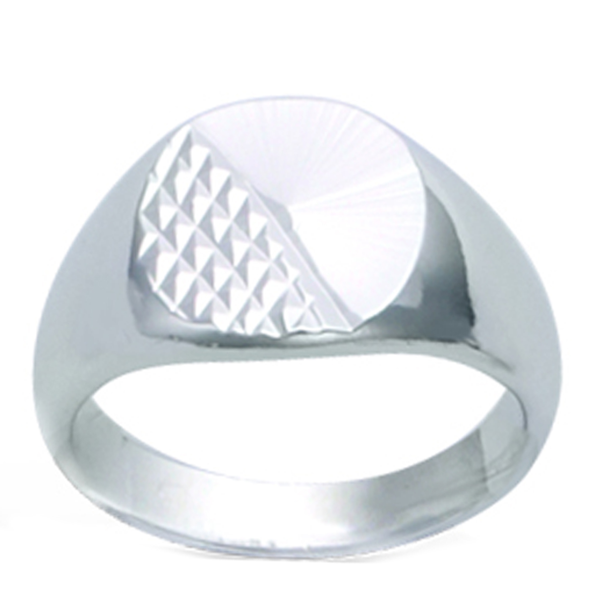 Chevalière Homme Argent \'Charles\' argenté (rhodié) - 11x10 mm - [R3218]