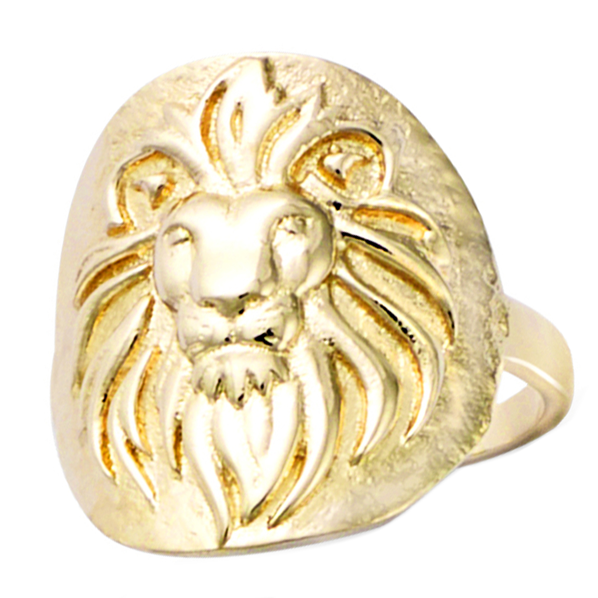 Bague plaqué or \'Lion\' doré - 20x18 mm - [R3429]