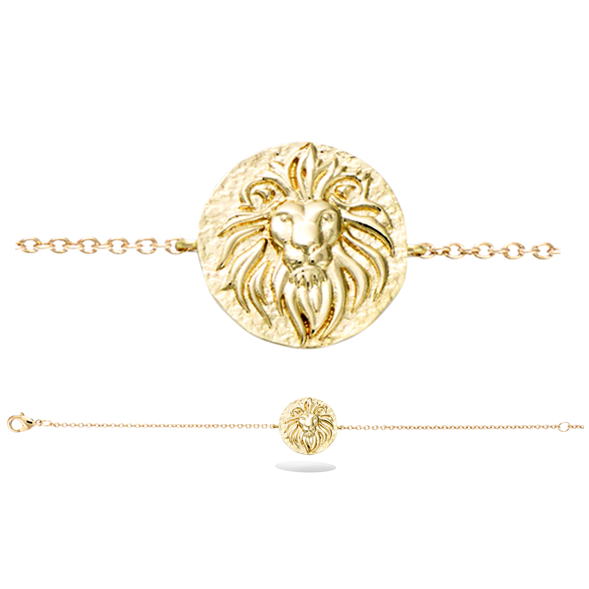 Bracelet plaqué or \'Lion\' doré - 17 mm - [R3432]