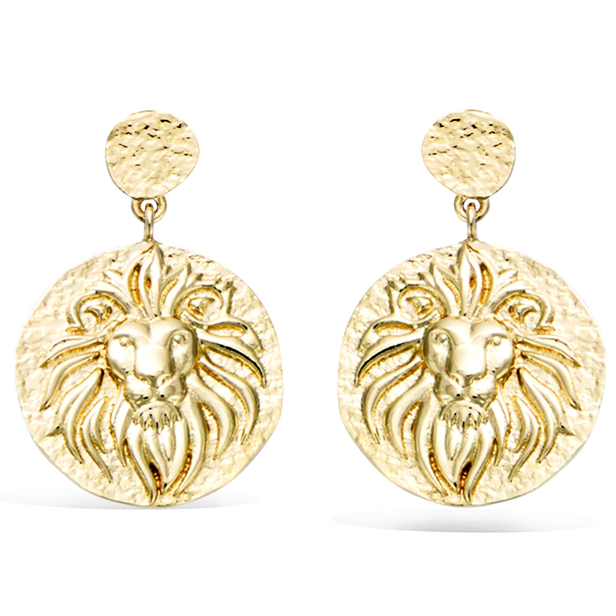 Boucles plaqué or \'Lion\' doré - 23x17 mm - [R3435]